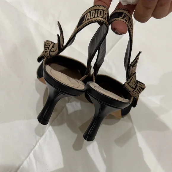 Dior Black and Tan Check Heels - Picture 3 of 11